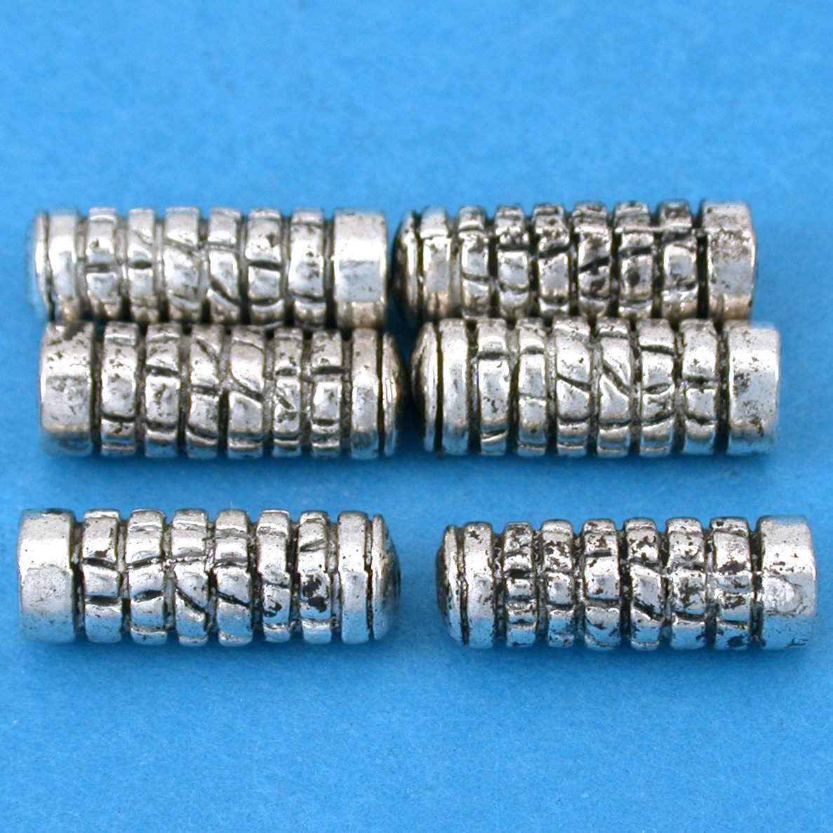 Bali Tube Antique Silver Plated Beads 15.5mm 15 Grams 6Pcs Approx.