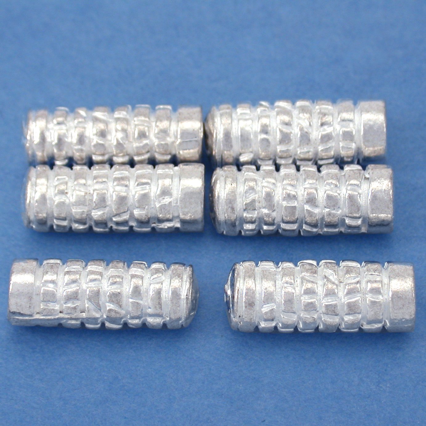 Bali Tube Silver Plated Beads 15.5mm 15 Grams 6Pcs Approx.