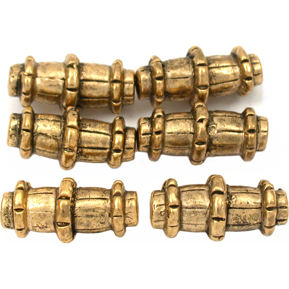 Bali Tube Antique Gold Plated Beads 17mm 15 Grams 6Pcs Approx.