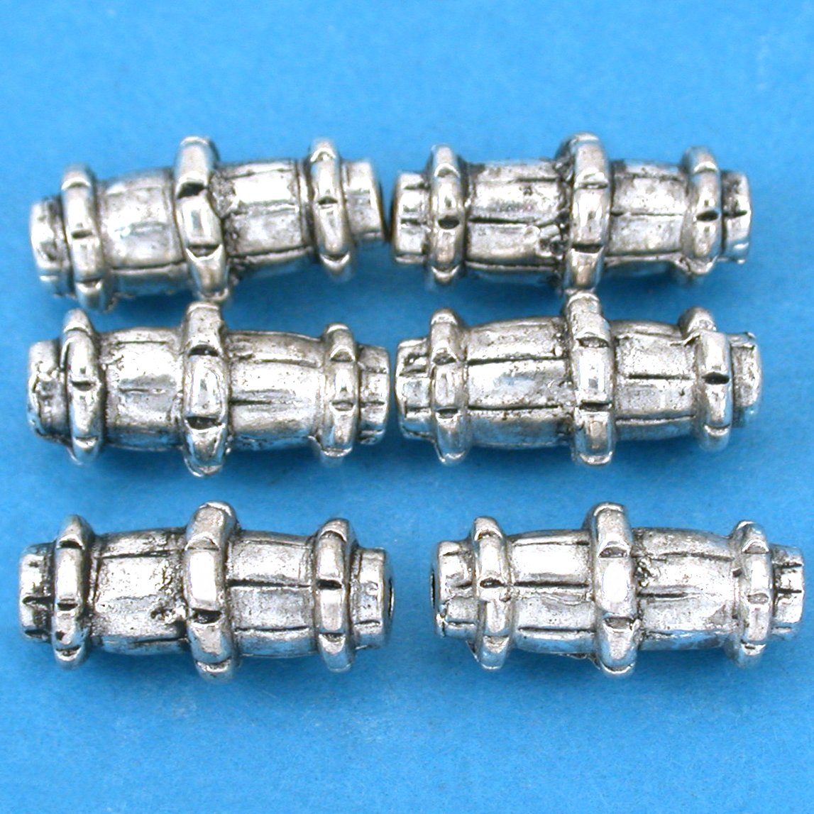 Bali Tube Antique Silver Plated Beads 17mm 15 Grams 6Pcs Approx.