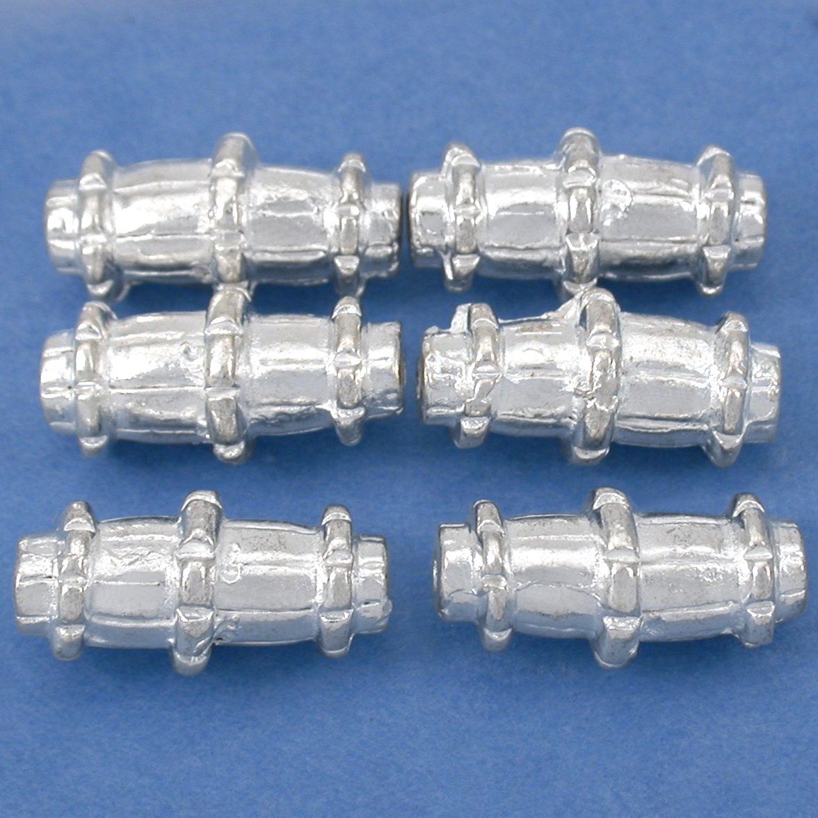 Bali Tube Silver Plated Beads 17mm 15 Grams 6Pcs Approx.