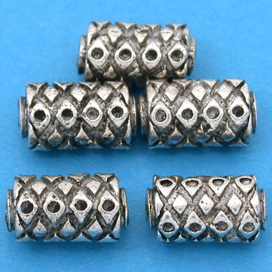 Bali Square Tube Antique Silver Plated Beads 14mm 17 Grams 5Pcs Approx.