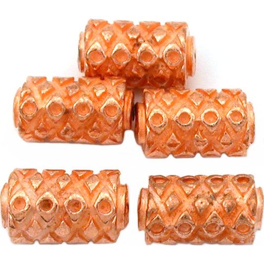 Bali Square Tube Copper Plated Beads 14mm 17 Grams 5Pcs Approx.