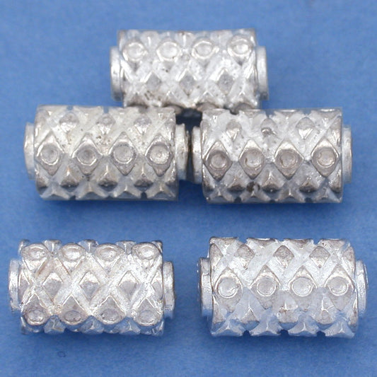 Bali Square Tube Silver Plated Beads 14mm 17 Grams 5Pcs Approx.