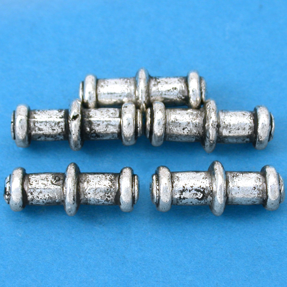 Bali Tube Antique Silver Plated Beads 20mm 15 Grams 5Pcs Approx.