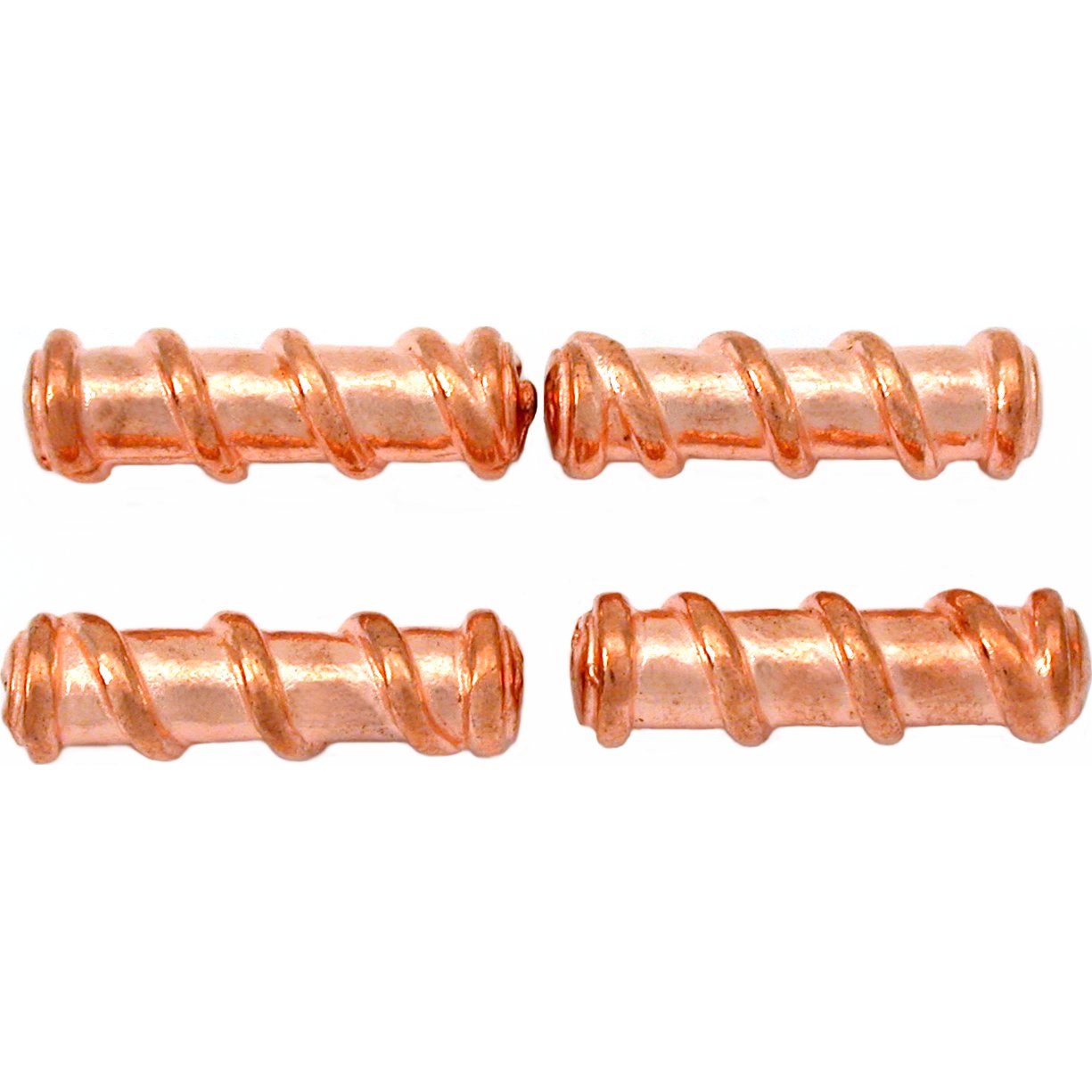 Bali Spiral Tube Copper Plated Beads 22.5mm 15 Grams 4Pcs Approx.