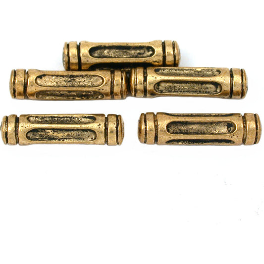 Bali Tube Antique Gold Plated Beads 23mm 17 Grams 5Pcs Approx.