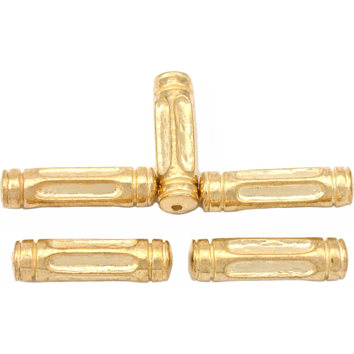 Bali Tube Gold Plated Beads 23mm 17 Grams 5Pcs Approx.