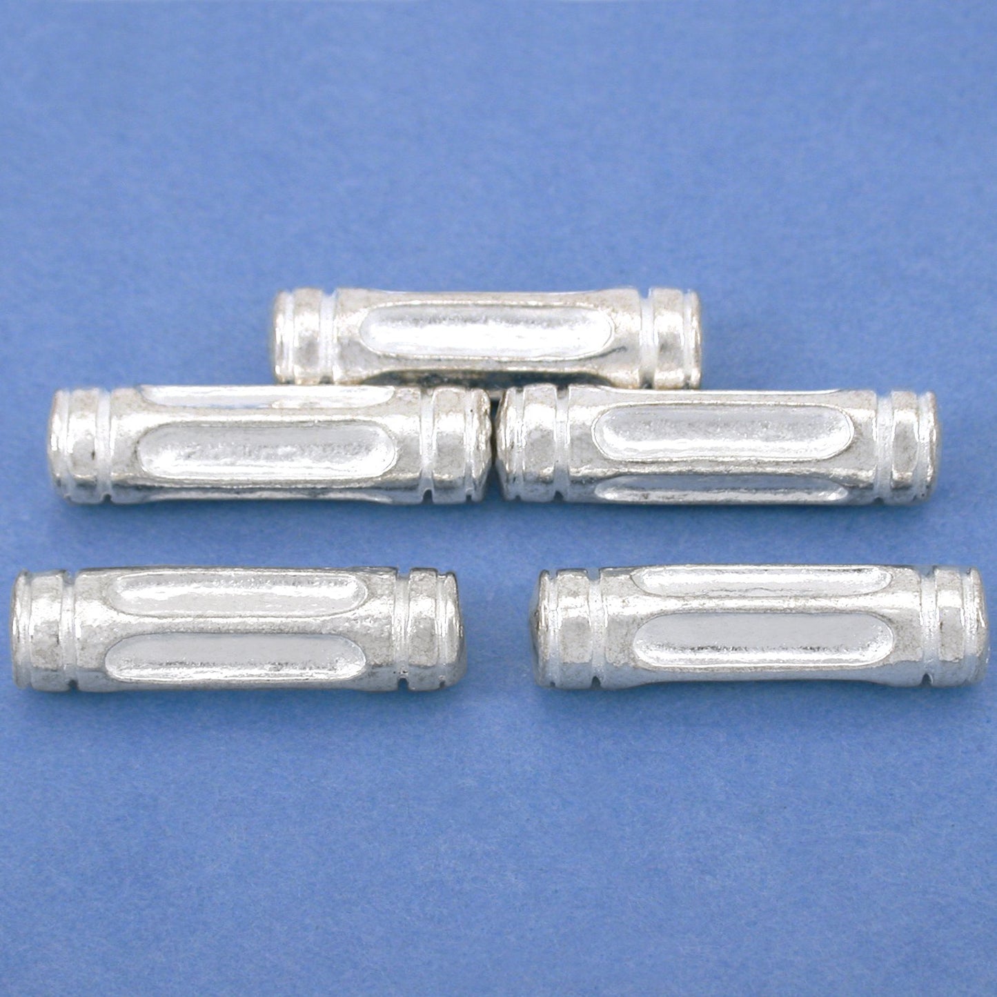 Bali Tube Silver Plated Beads 23mm 17 Grams 5Pcs Approx.