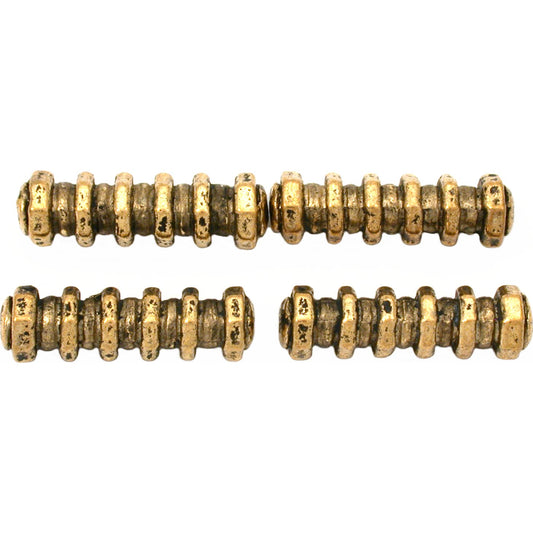 Bali Octagon Tube Antique Gold Plated Beads 23mm 15 Grams 4Pcs Approx.