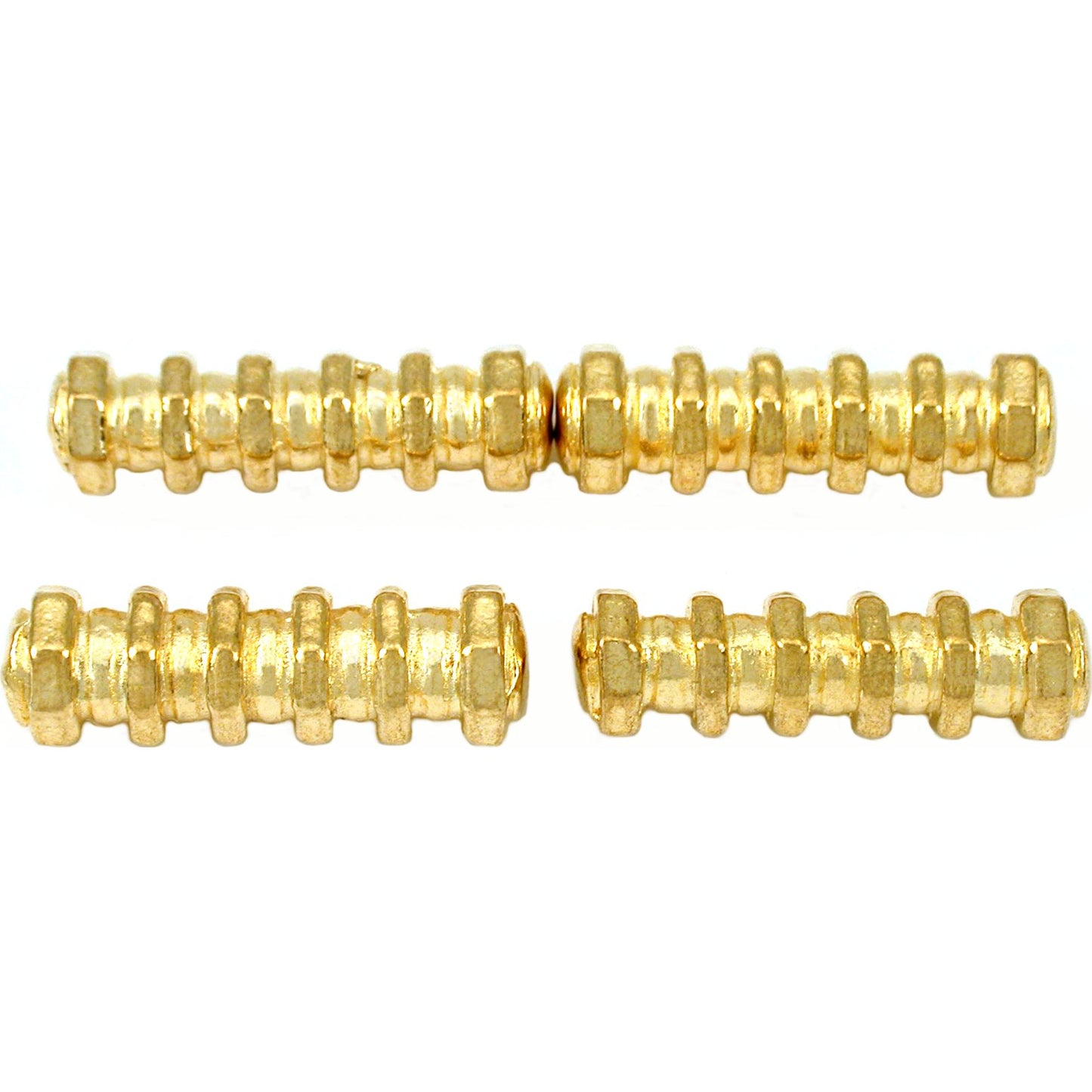Bali Octagon Tube Gold Plated Beads 23mm 15 Grams 4Pcs Approx.