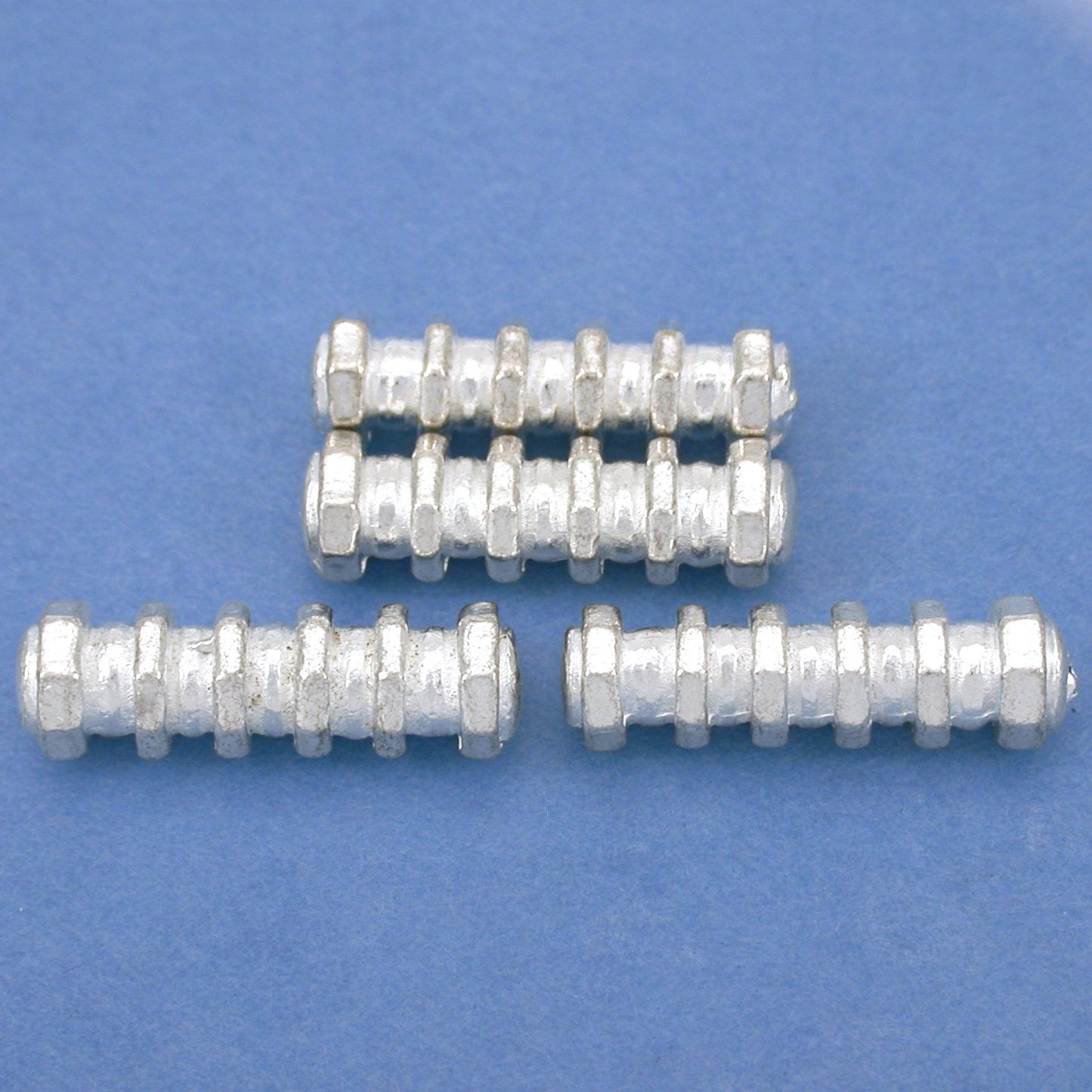 Bali Octagon Tube Silver Plated Beads 23mm 15 Grams 4Pcs Approx.