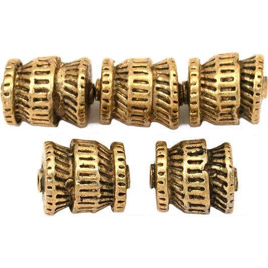 Bali Barrel Antique Gold Plated Beads 12mm 16 Grams 5Pcs Approx.