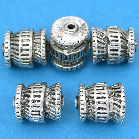 Bali Barrel Antique Silver Plated Beads 12mm 16 Grams 5Pcs Approx.
