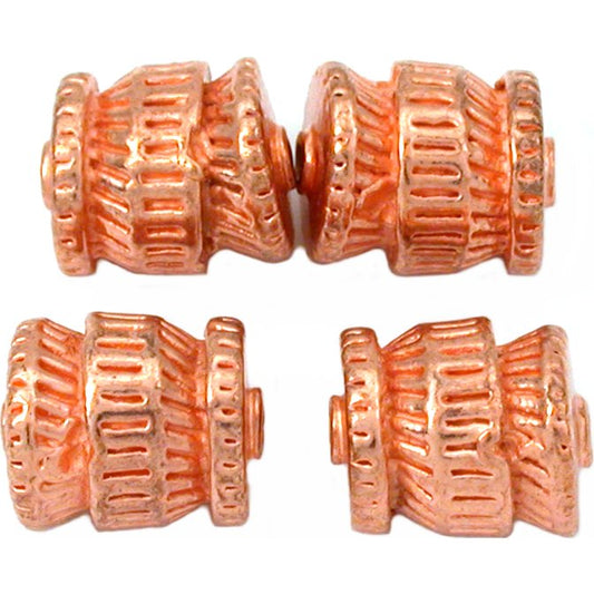 Bali Barrel Copper Plated Beads 12mm 15 Grams 5Pcs Approx.
