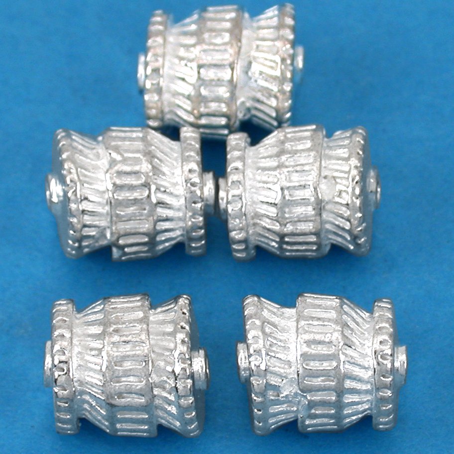 Bali Barrel Silver Plated Beads 12mm 16 Grams 5Pcs Approx.