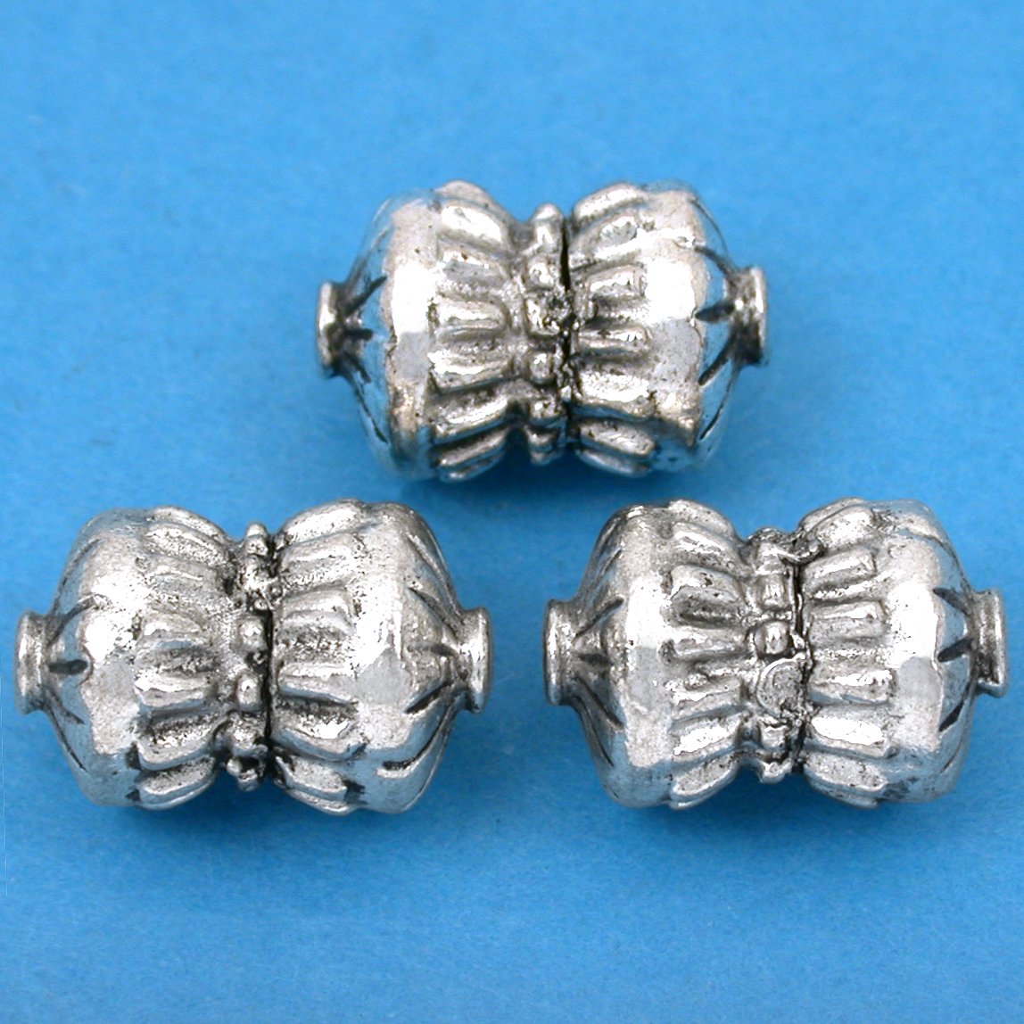 Bali Barrel Antique Silver Plated Beads 17mm 19 Grams 3Pcs Approx.