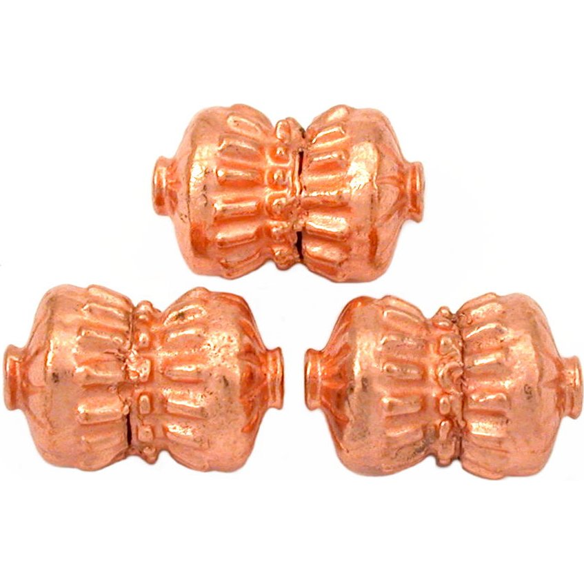 Bali Barrel Copper Plated Beads 17mm 19 Grams 3Pcs Approx.