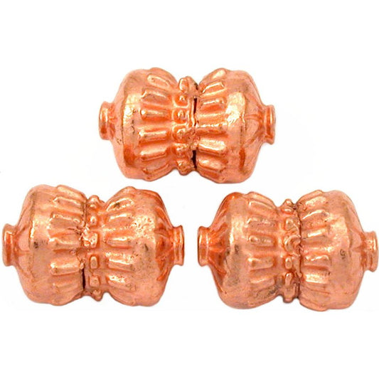 Bali Barrel Copper Plated Beads 17mm 19 Grams 3Pcs Approx.