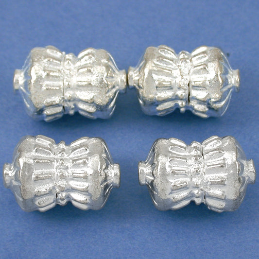 Bali Barrel Silver Plated Beads 17mm 19 Grams 3Pcs Approx.
