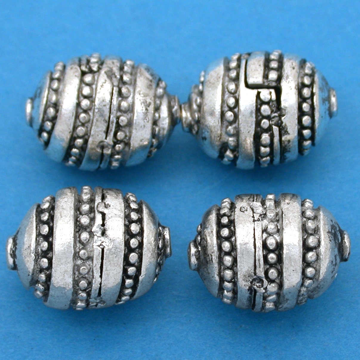 Bali Oval Barrel Antique Silver Plated Beads 11.5mm 18 Grams 4Pcs Approx.