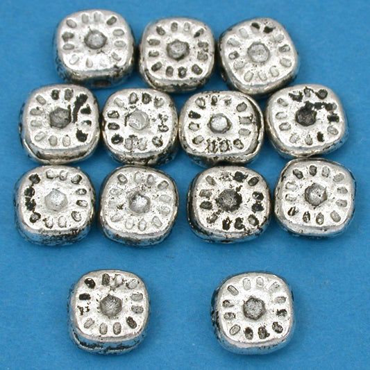 Bali Square Antique Silver Plated Beads 8mm 15 Grams 12Pcs Approx.