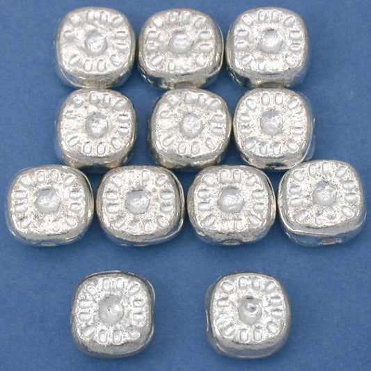Bali Square Silver Plated Beads 8mm 15 Grams 12Pcs Approx.
