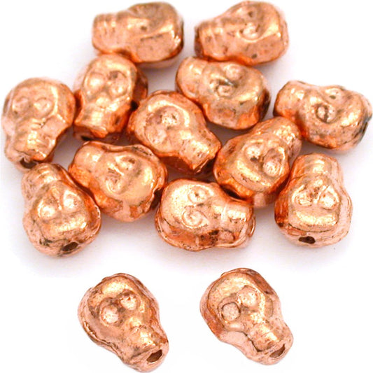 Skull Copper Plated Beads 8.5mm 15 Grams 14Pcs Approx.