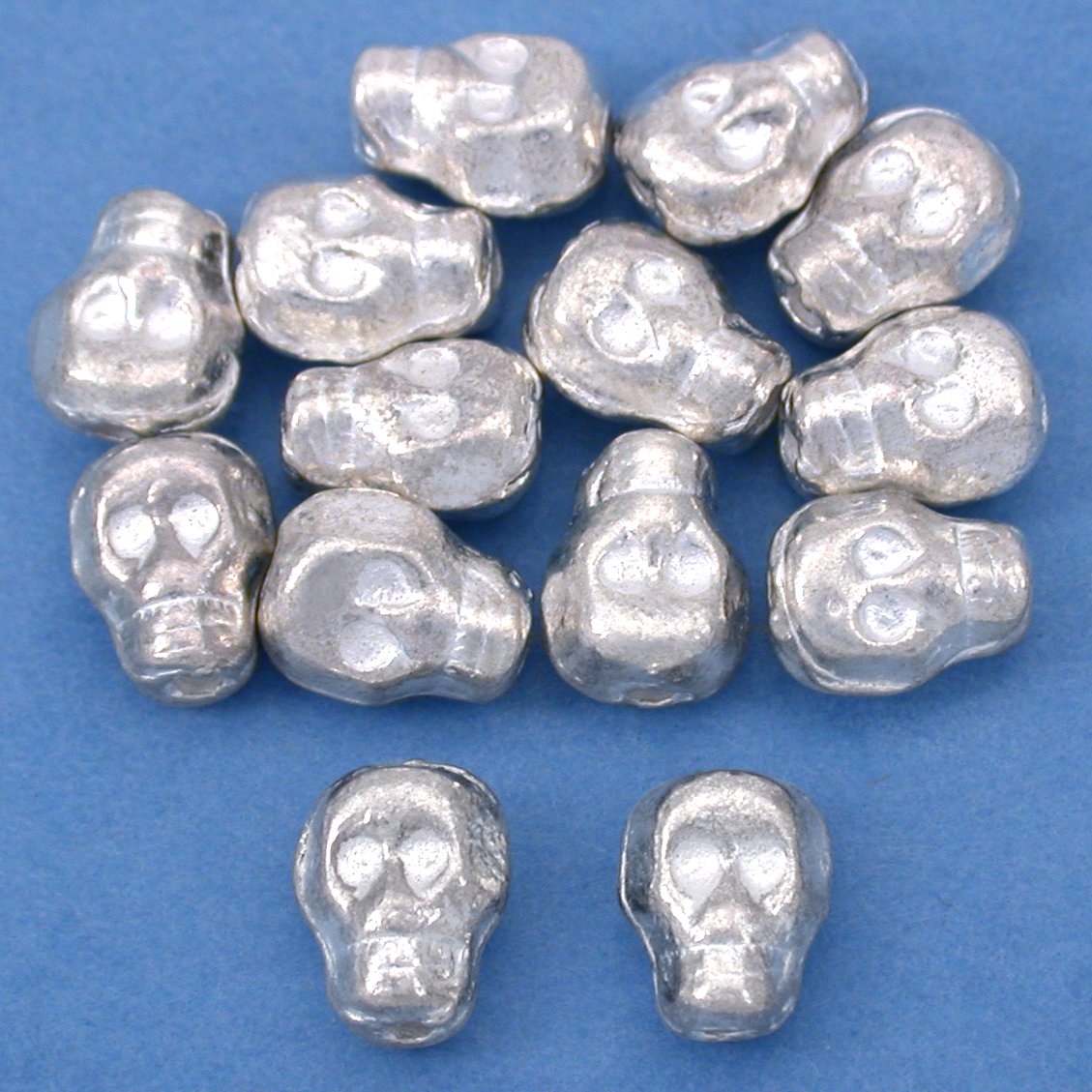 Skull Silver Plated Beads 8.5mm 15 Grams 14Pcs Approx.