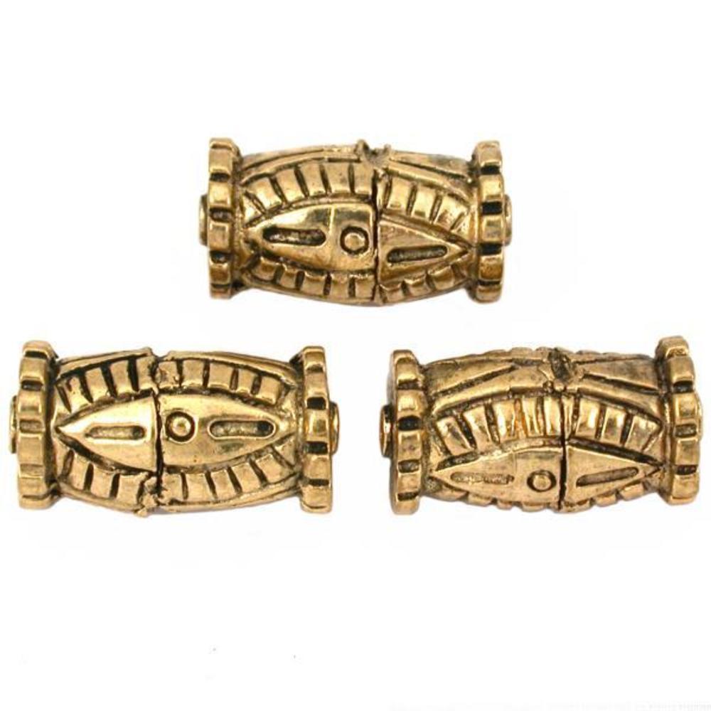 Bali Barrel Antique Gold Plated Beads 21.5mm 19 Grams 3Pcs Approx.