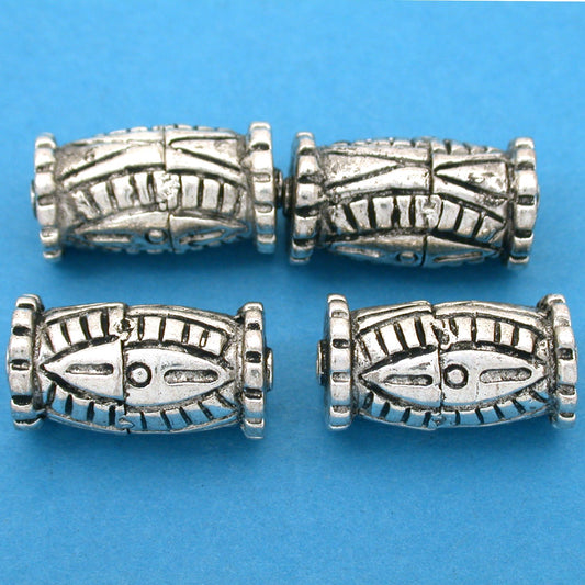 Bali Barrel Antique Silver Plated Beads 21.5mm 19 Grams 3Pcs Approx.
