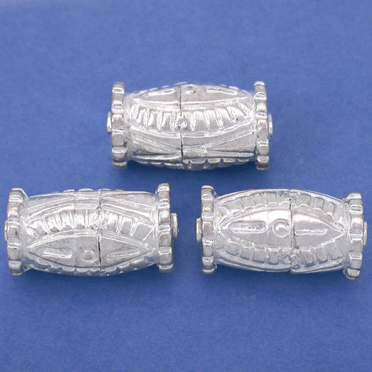 Bali Barrel Silver Plated Beads 21.5mm 19 Grams 3Pcs Approx.