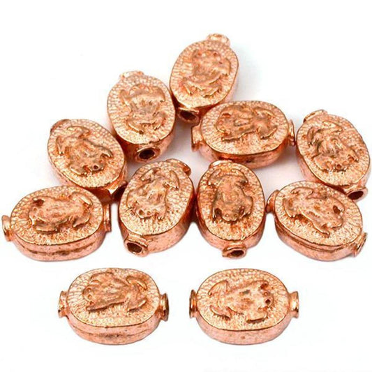 Fluted Oval Frog Copper Plated Beads 11mm 15 Grams 10Pcs Approx.