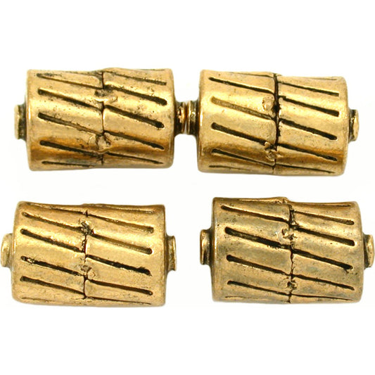 Bali Barrel Antique Gold Plated Beads 17mm 16 Grams 3Pcs Approx.