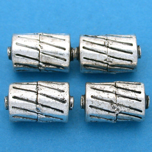 Bali Barrel Antique Silver Plated Beads 17mm 16 Grams 3Pcs Approx.