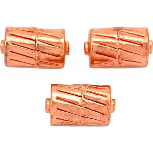 Bali Barrel Copper Plated Beads 17mm 18 Grams 3Pcs Approx.