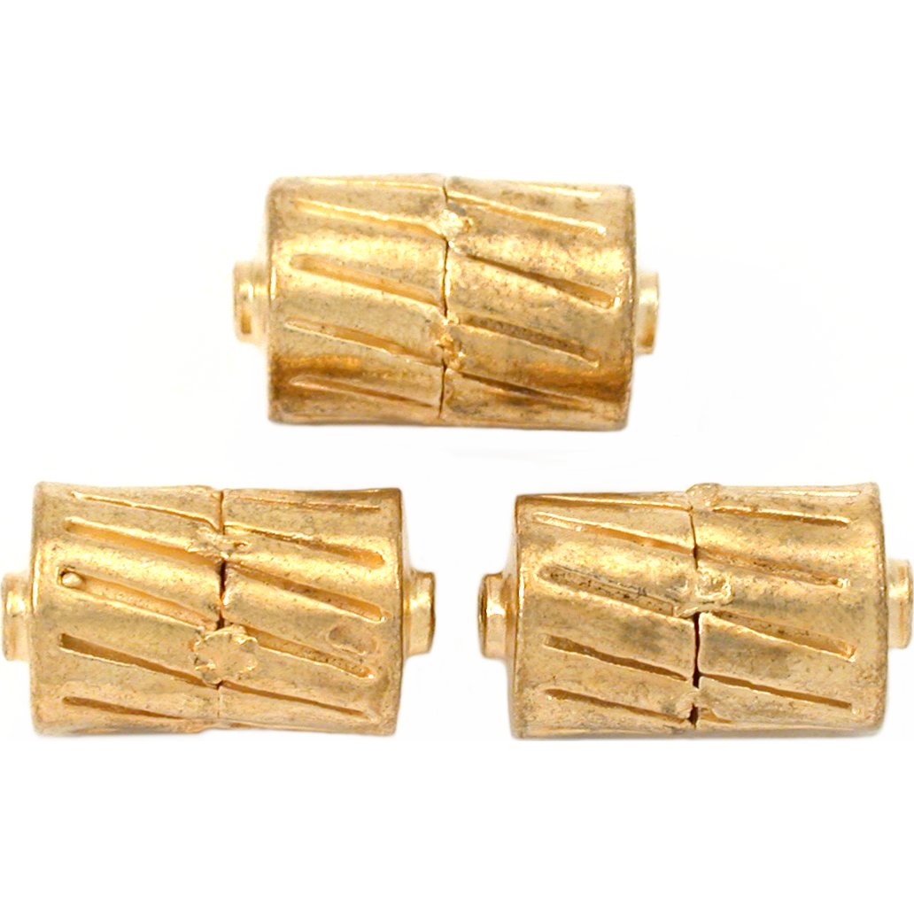 Bali Barrel Gold Plated Beads 17mm 16 Grams 3Pcs Approx.