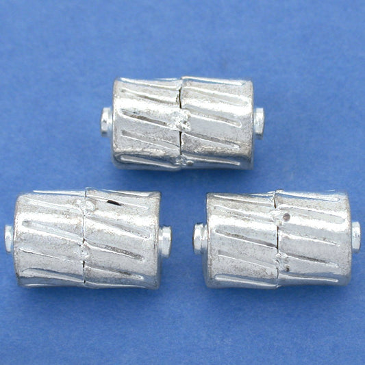Bali Barrel Silver Plated Beads 17mm 15 Grams 3Pcs Approx.