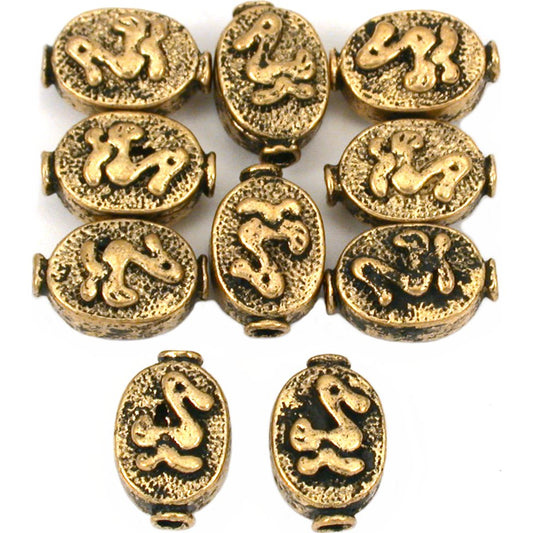 Fluted Oval Duck Antique Gold Plated Beads 11.5mm 16 Grams 10Pcs Approx.