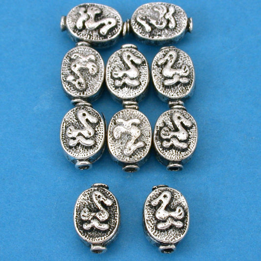 Fluted Oval Duck Antique Silver Plated Beads 11.5mm 16 Grams 10Pcs Approx.