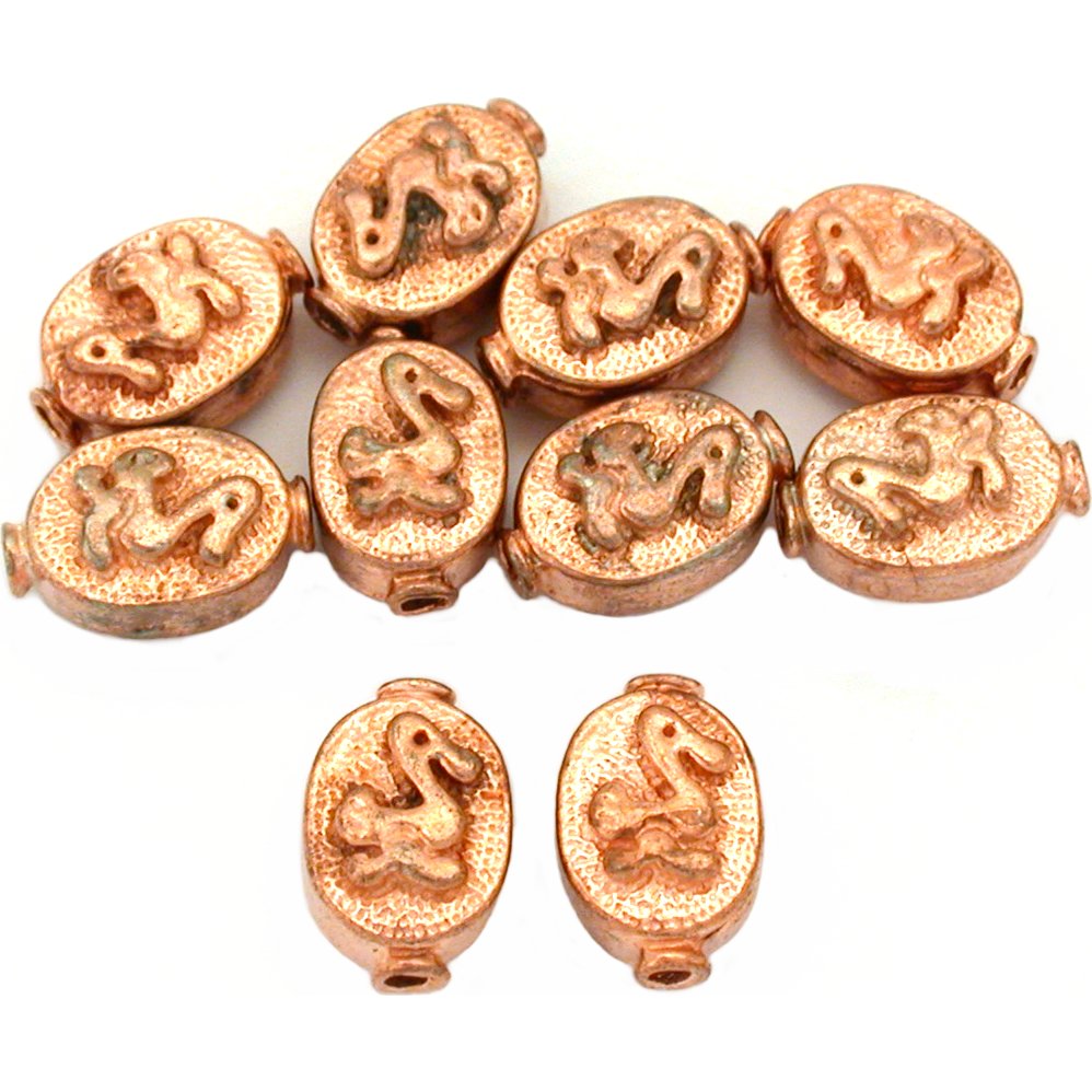Fluted Oval Duck Copper Plated Beads 11.5mm 15 Grams 10Pcs Approx.