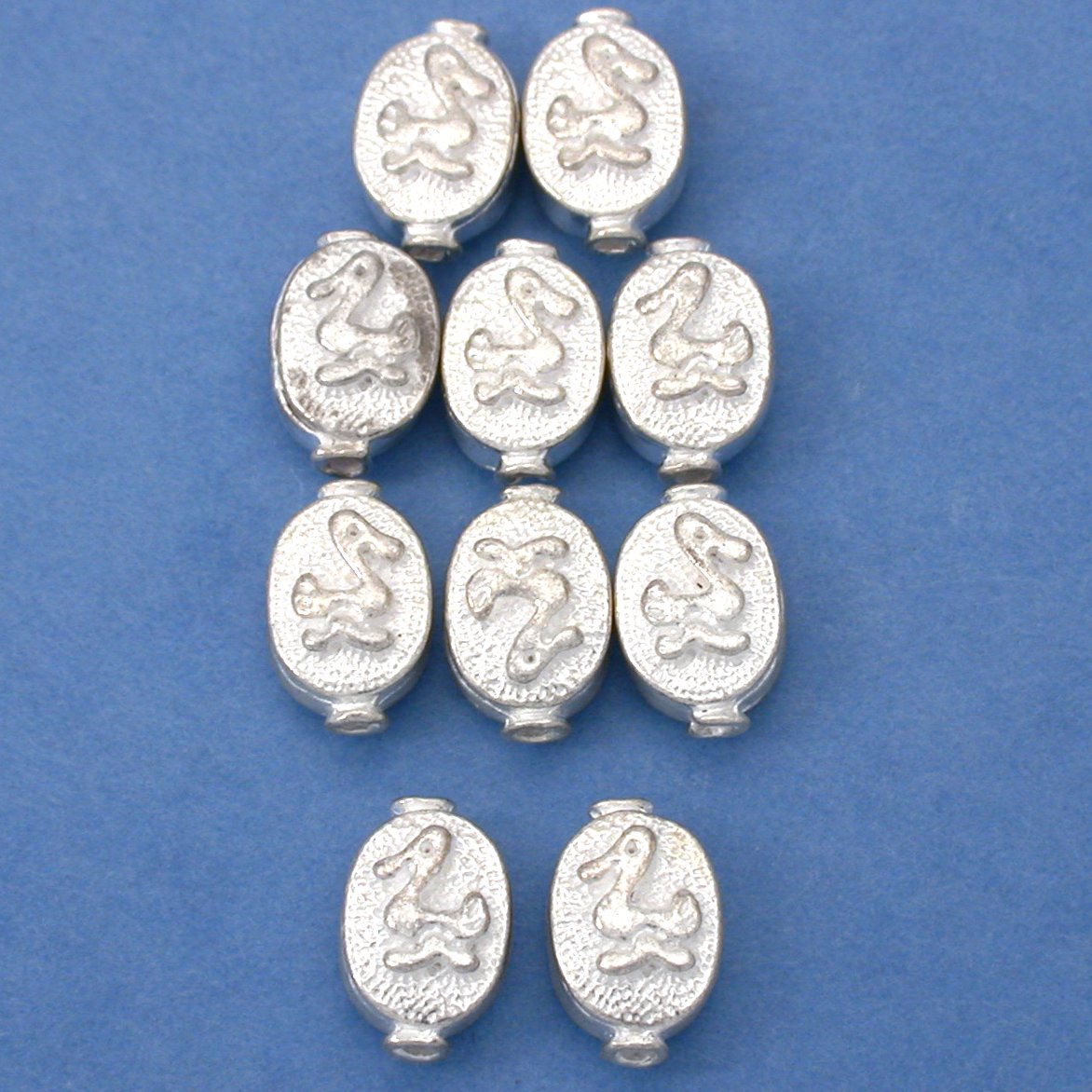 Fluted Oval Duck Silver Plated Beads 11.5mm 16 Grams 10Pcs Approx.