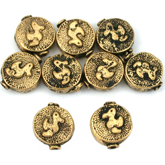Fluted Round Duck Antique Gold Plated Beads 11mm 15 Grams 8Pcs Approx.