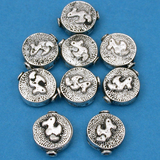 Fluted Round Duck Antique Silver Plated Beads 11mm 15 Grams 8Pcs Approx.