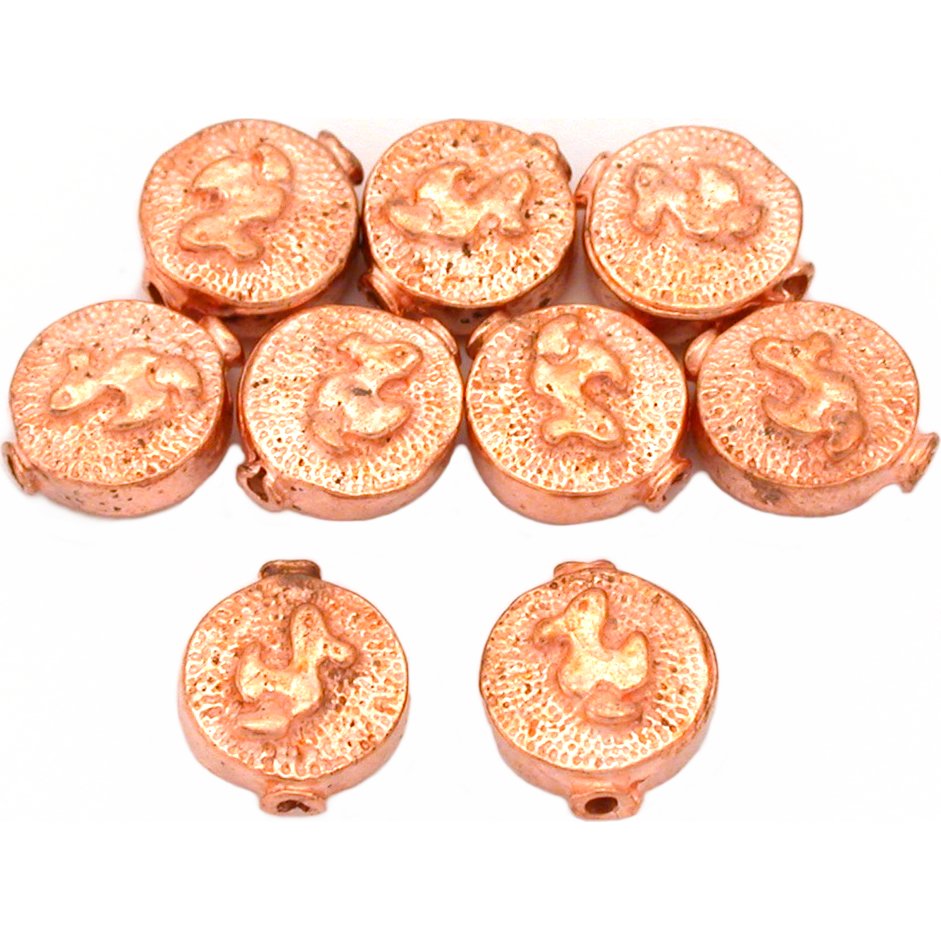 Fluted Round Duck Copper Plated Beads 11mm 15 Grams 8Pcs Approx.