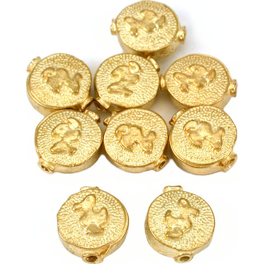 Fluted Round Duck Gold Plated Beads 11mm 15 Grams 8Pcs Approx.