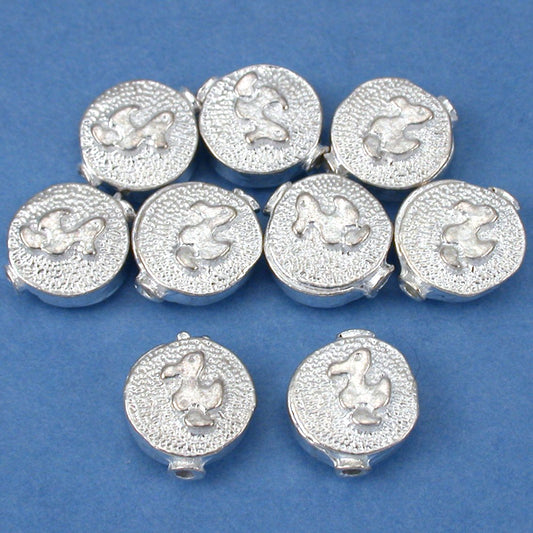 Fluted Round Duck Silver Plated Beads 11mm 15 Grams 8Pcs Approx.
