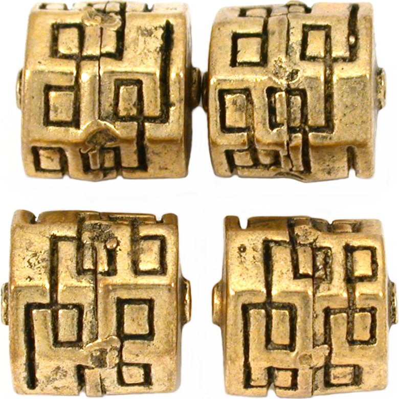 Bali Octagon Barrel Antique Gold Plated Beads 13.5mm 19 Grams 4Pcs Approx.