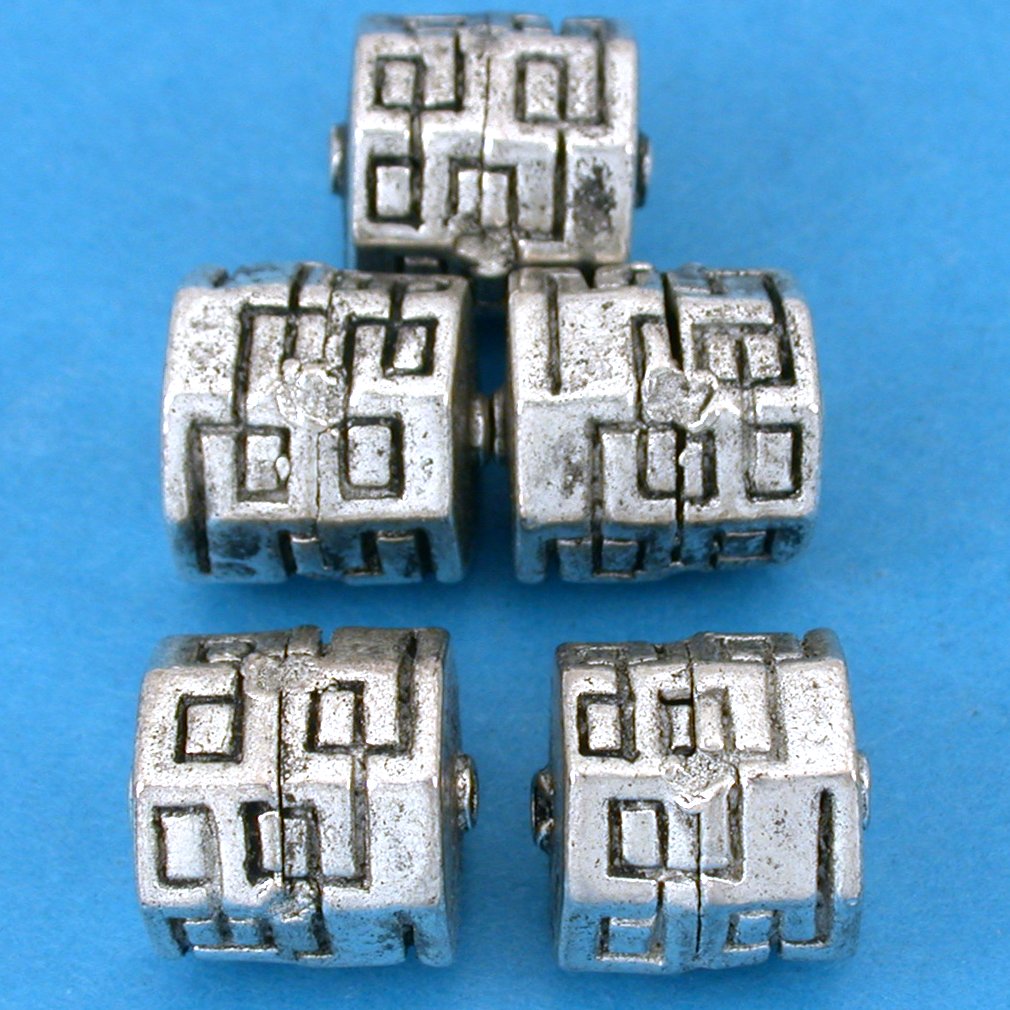 Bali Octagon Barrel Antique Silver Plated Beads 13.5mm 19 Grams 4Pcs Approx.