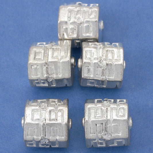 Bali Octagon Barrel Silver Plated Beads 13.5mm 19 Grams 4Pcs Approx.